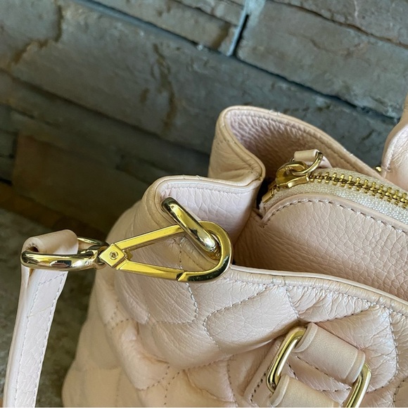 Vera Bradley Large Quilted Purse Emma Handbag Pale Pink Leather Shoulder Bag - Picture 3 of 14